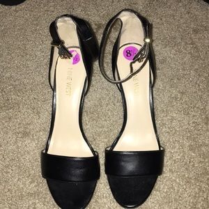 Black leather strap trend heels